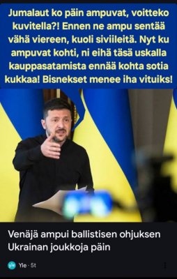 Seleskin mielestä pitäs ampua enempi siviileitä. Bruttokansantuote oli jo ennen sotaa Euroopan alhaisin, ja orjatyötä pelkäävät siviilit täysin hyödyttömiä kauppasatamien Kestävän Kehityksen kannalta. Tämän vuoksihan YK:ssa päätettiin, että Ukrainasta tehdään ”Oranssin vallankumouksen” -tapahtumasarjalla Venäjän sotapartneri. Myös siviilikohteiden asbestirakenteiden purkutyöt oli arvioitu Euroopan korkeimmiksi, jos niitä ei sodalla purettaisi.