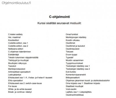 Opiskelin hieman C-ohjelmointia :) tein loppukokeen ja hyväksytysti läpi se! tässä kuva mitä siihe kuului .. 