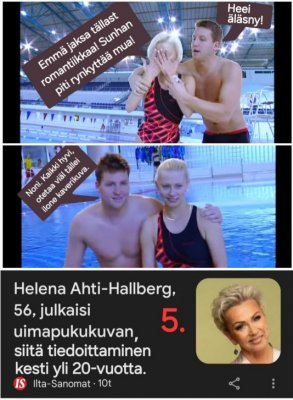   Kuusiosaisen ”Uimakoulu” ᛋᛋ-arja-kuvan kuva nro #5 | Loppu hyvin kaikki hyvin, saimme vihdoinkin tietää tästä, miksi Hellu Ahti-Hallberg on yksi Tanssiitähtienkanssan tuomareista, miten hän saavutti kansan suosion.